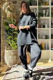 Charli Honeycomb Oversized Turtle Knit Black
